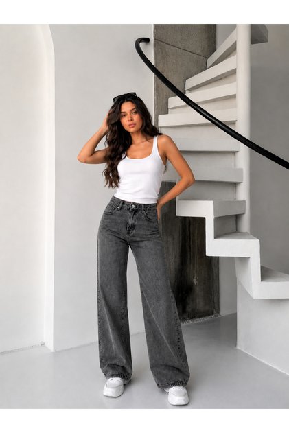 Kar Black Back Pocket Embroidered Belt Buckle Tube Cuff Pants Jeans