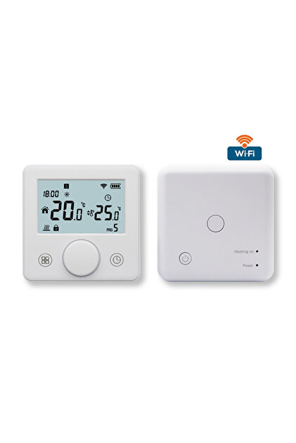 Интелигентен стаен термостат Sansael SS311GS-RF-WF, WiFi, RF безжична връзка, управляван чрез интернет/телефон, съвместим с всяка централна отоплителна система, програмируем, приемник включен, Tuya Google Home Alexa, бял