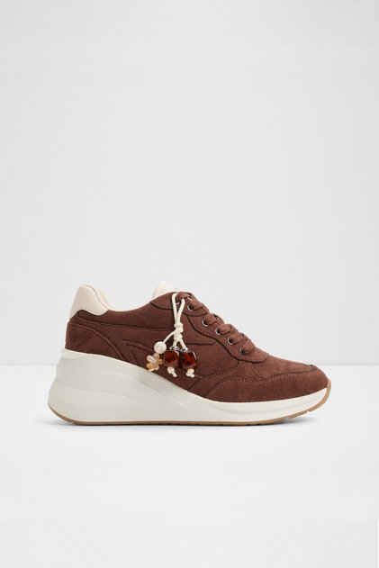 ASIEJAN - Kadın Tekstil Kahverengi Bağcıklı Dolgu Topuklu Sneaker