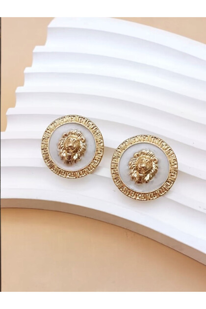Vintage Geometric Lion Head Earrings