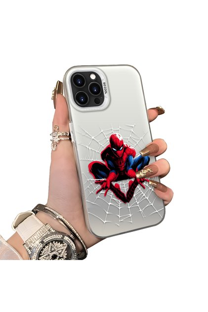 iPhone 15 Pro Compatible Silicone Edge Hard Back Case Couple Phone Case Spiderman Patterned