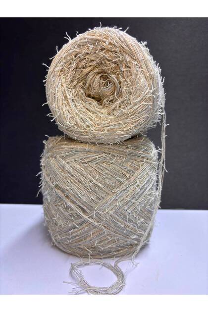 Gray, Cream, Pink Cotton, Velvet Thread Mix (4 Layers of Winding) (Summer, Seasonal) Knitting Thread 200Gr