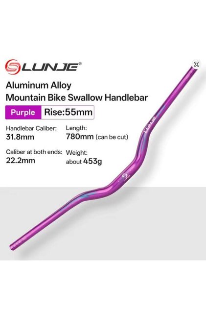 Lunje 78 CM 55 Rise Açılı Alüminyum 31,8mm Mtb Freeride Gidon Bisiklet Gidonu Direksiyonu Mor Renk
