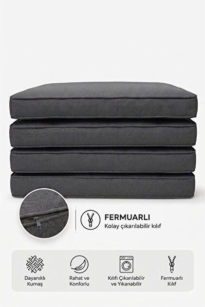 Sandalye minderi Fitilli 53x46 cm 4 Parça Sandalye Koltuk Minder Seti