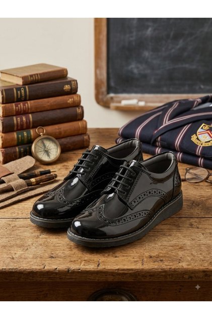 Black Rubber Laced Boys' Classic Shoes