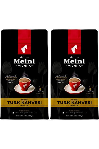 Traditional Stone Mill Ground Turkish Coffee, Medium Roasted, 100% Arabica, 250 Grams (2 Packs)
