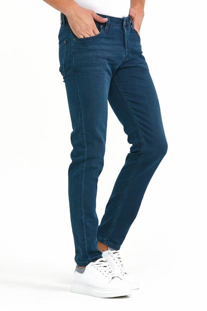 Digital Jeans Örme Hamur Kumaş Dar Kesim Erkek Açık Haki Renk Kot Pantolon - 5