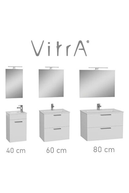 VitrA Mia Banyo Dolabı Seti (lavabo Dolabı+lavabo+ayna+aplik) 80cm - 2