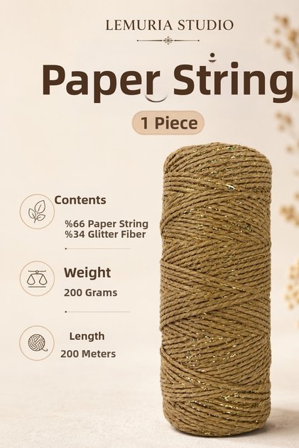 Lemuria Paper Shine 200 Glitter Paper Thread 200 g 200 m – Bag, Accessory, and Decorative Knitting Thread