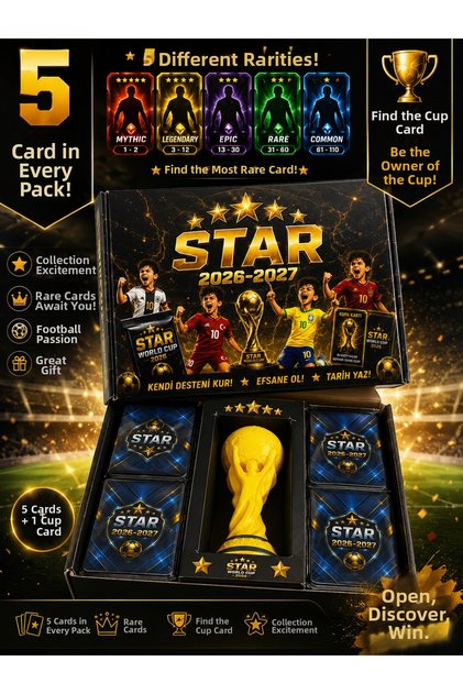 2026-2027 World Cup Football Cards Collection Box Find Rare Card Get the Trophy (80 Pack)