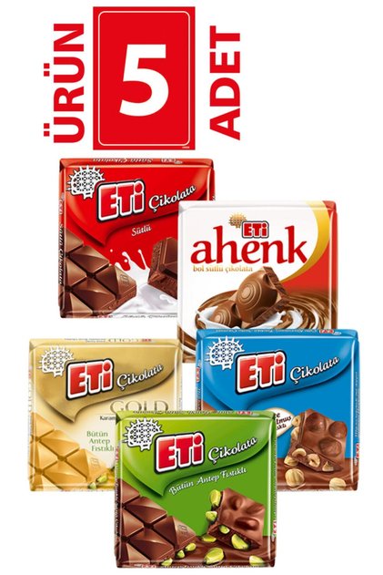 Kare Çikolata Çeşitleri 5 Adet