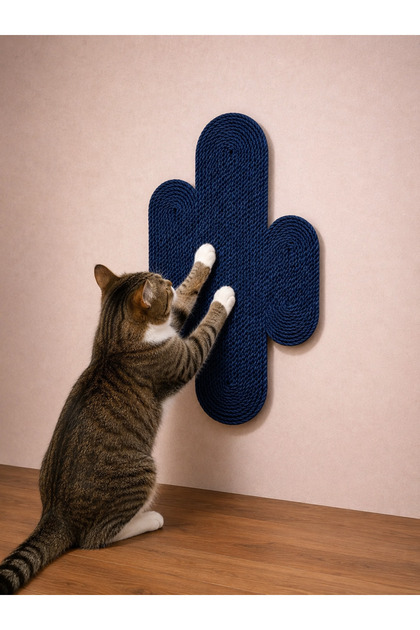 Navy Blue 100% Organic Thread Sewn Cat Scratching Mat Natural Non-Disassembling Pet-Friendly