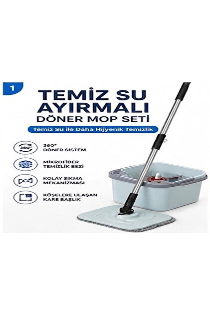 MEŞRA MAĞAZA Zambak Temiz Su Mopu Seti (Temiz - Kirli Su Ayıran