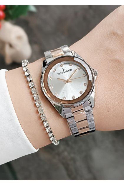 New Model Cut Glass Steel Bracelet Rose/Metallic Women Wristwatch + Zircon Stone Bracelet