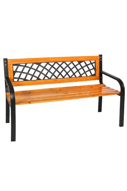 Bancă de grădină din lemn și fontă, 120x53x73 cm, maro/negru