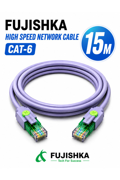 كابل إيثرنت CAT6 عالي السرعة 15 متر - كابل LAN بموصل RJ45 للراوتر والمودم والكمبيوتر الشخصي والكمبيوتر المحمول