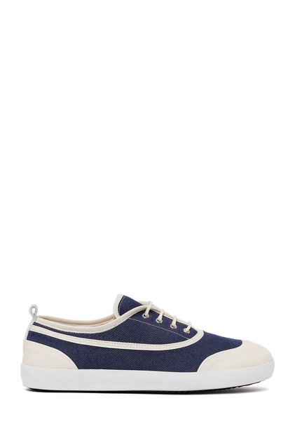 Women's Blue Lace-Up Jean Leather Sneaker 26Pfd370714