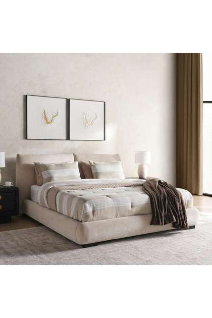 Rinston King Bed With Adjustable Headboard 180x200 Cm - Cream