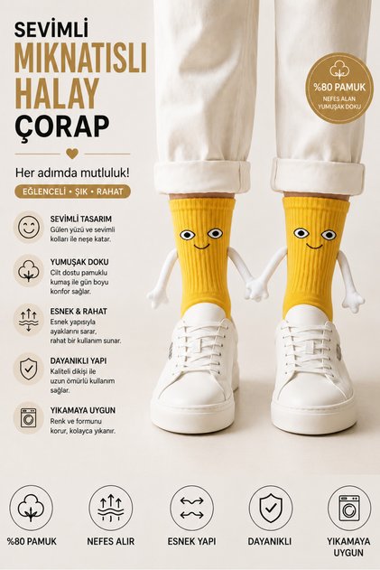 Hand-Holding Magnetic Socks, Friendship Socks, Cotton Single Pair