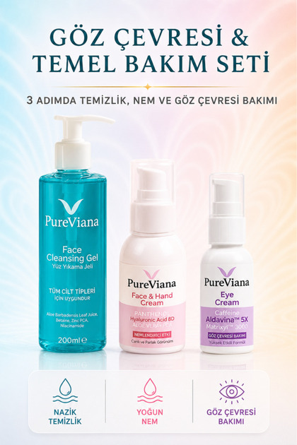 Eye Contour & Basic Care Set – 3-Piece – under Eye, Cleansing, Moisturizing