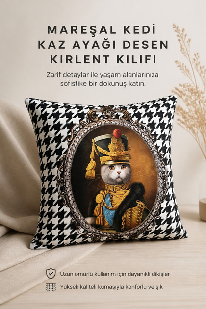Marshal Cat Goose Feet Pattern Throw Pillow Case