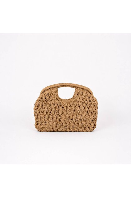 Lorisa Gold Chain Detail Wicker Hand and Shoulder Bag Bag