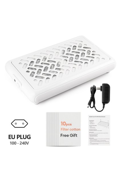 EU PLUG (220-240V) 4000RPM Dual Fans Nail Dust Extractor Powerful Twin Turbo Vacuum Nail Dust Collec