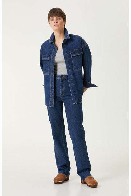 Koyu Indigo Mavi Denim Pantolon