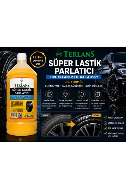 Lastik Parlatıcı Jel 1 Litre Derin Mat Siyah Görünüm Tire Cleaner Brilliant Shine