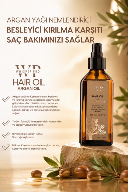 Whisper Pro Argan Oil Intense Moisturizing Argan Oil for Radiance and Shine 100ml