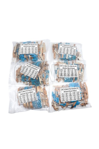 0.5W 1K-820K 300PCS 1/2W 1W 2W 3W Resistance 1% Metal Film Resistor Assortment Kit Set 30values 1R~7