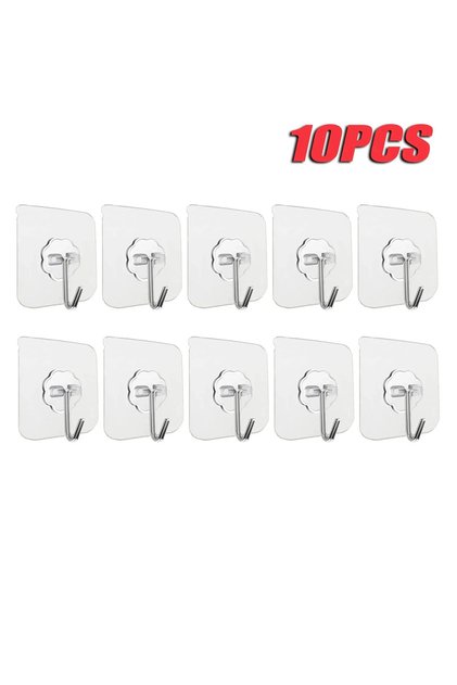 10pcs 5/10/20/40pcs Transparent Seamless Hook, Strong Adhesive Hook, Bathroom Living Room Wall Hangi