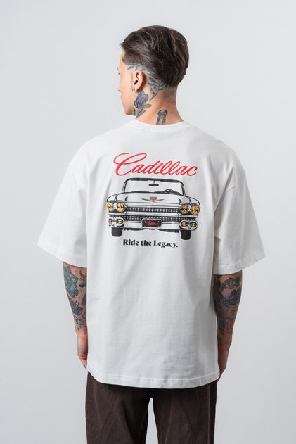 Men's Cadillac Printed Oversize T-Shirt Ecru