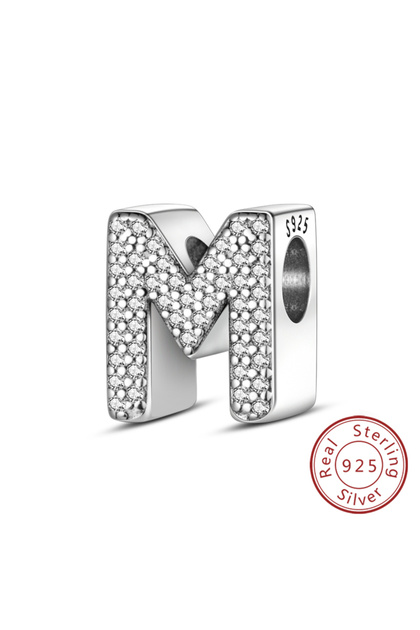 KTC165-M Charms Fit Original Bracelet A-Z Alphabet Charms Beads 925 Sterling Silver 26 Letters Charm