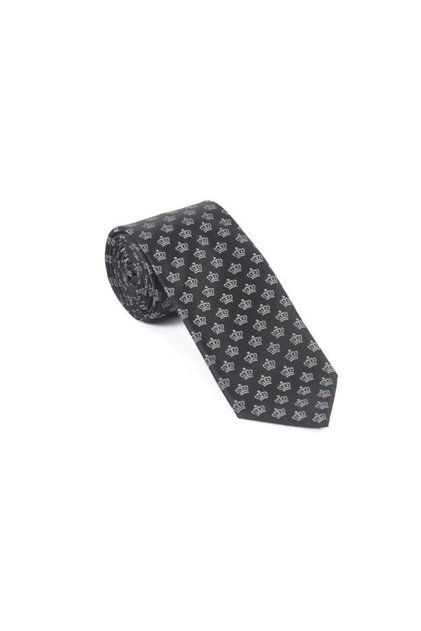 Black Gray Crown Patterned Tie