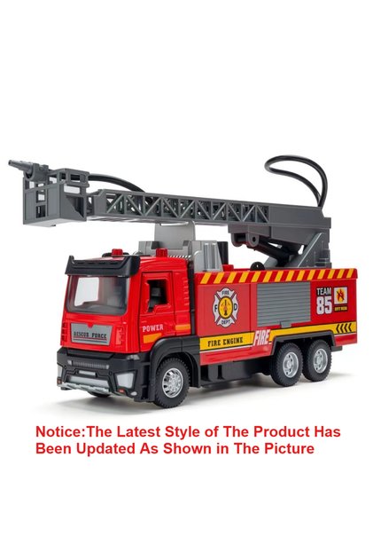 Ladder Truck 1:32 Scale Water Spray Fire Truck Model Ladder Trucks Toy Car Sound Light Pull Back Doo