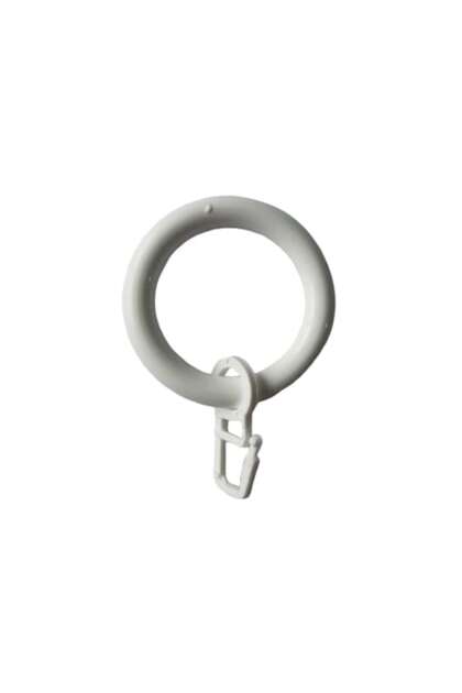 Inele pentru perdele, groase, din plastic, diametru interior 36mm, cu cârlig - Set de 10 bucăți - albe