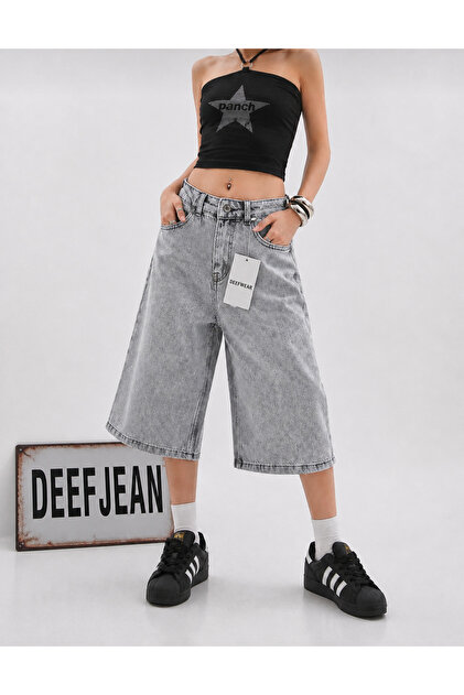 DEEFWEAR Y2K Yıkamalı BAGGY POCKET JEAN ŞORT BERMUDA/ŞORTOLON