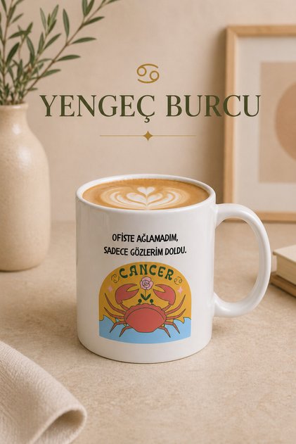 Burç Temalı Kupa Bardak – Komik Yazılı & Eğlenceli Tasarım Porselen Kahve Kupası (12 Burç Seçenekli)