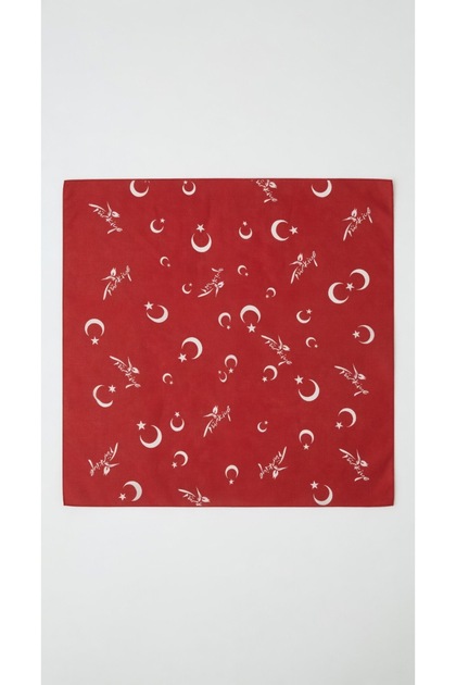 Unisex Red Turkey Logo Moon and Star Bandana | Daily Hair Accessory, Neck Collar and Event Scarf