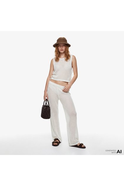 Luna Palazzo Fit Kadın Bej Pantolon