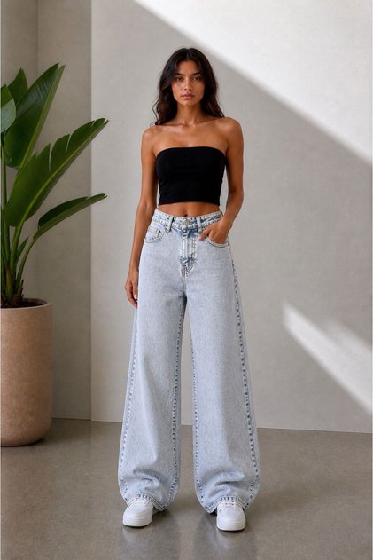 Women's High Waist Baggy Wide Leg Jeans