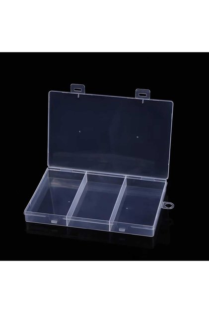 3 Bölmeli Şeffaf Plastik Organizer Kutu 17.5x11x2cm Elektronik Komponent Vida Direnç Saklama Kutusu