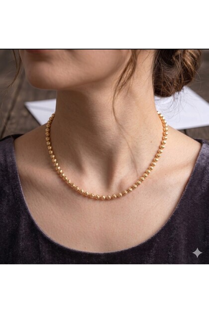 4 mm Dorika Beaded Gold Color Choker Necklace 40 cm + 5 cm "Limited Edition"