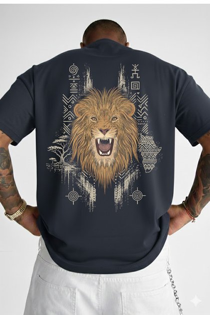 Lion Back Print Oversize T-Shirt