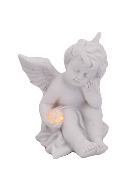 Înger decorativ, 10x9cm, cu lumină intermitentă, pentru monument