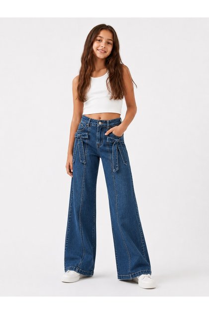 Wide Leg Girl's Jean Trousers