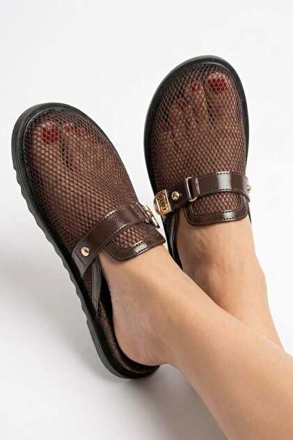 Fox Shoes Y250505115 Kahverengi File Detaylı Kadın Terlik - Fiyatı