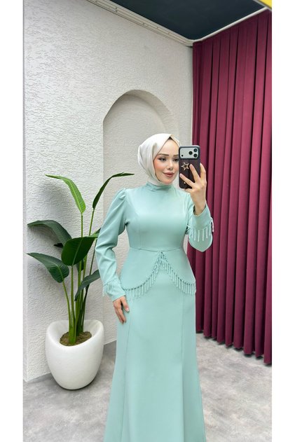 Fiona Balık Detay Elbise 8059 Mint