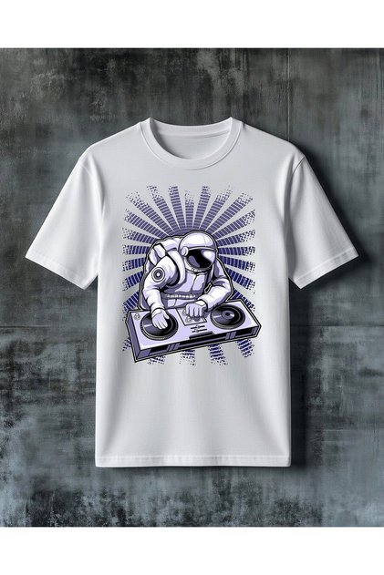 Astronaut Dj Music Tournament Printed Oversize T-Shirt
